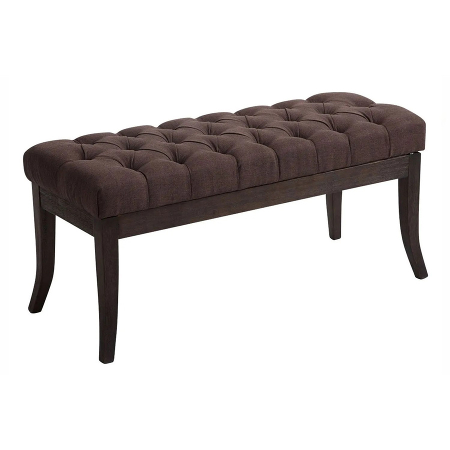 CLP Sitzbank Ramses Chesterfield Polsterbank Stoff Braun mit Holzbeinen Breite: 100 cm, Höhe: 46 cm - Bild 2