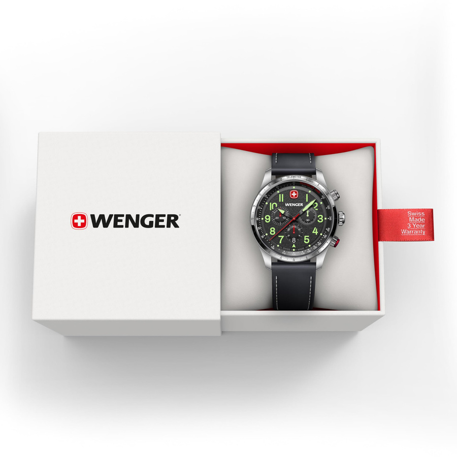 Wenger Chronograph, Edelstahlgehäuse, Leder, Quarz, 43 mm, Herren - Bild 2