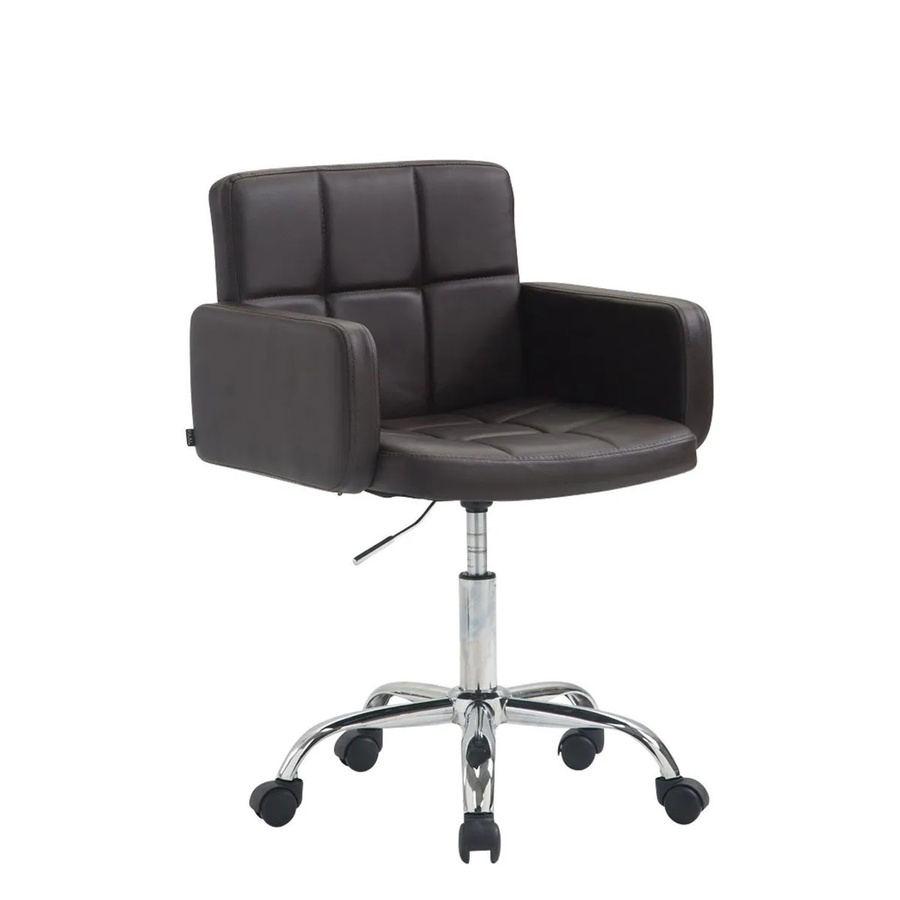 DELUKE Arbeitshocker ZÜRICH Drehhocker mit Rollen aus Kunstleder in Braun, B/T/H: 60 x 52 x 75 cm - Bild 2