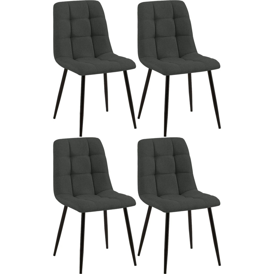 4er Set Esszimmerstühle DELUKE FIGAD in Dunkelgrau mit Stoffbezug und Steppmuster, B/T/H: 45 x 55 x 84 cm - Bild 2