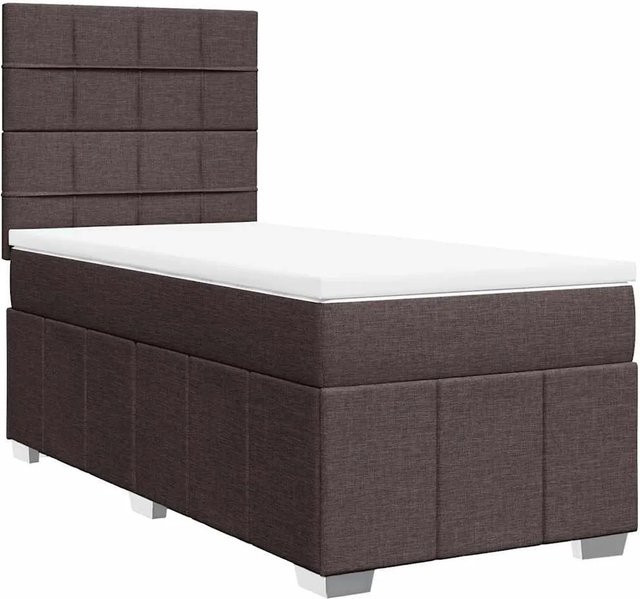 vidaXL Boxspringbett mit Matratze Dunkelbraun B/T/H: 90 x 200 x 150,5 cm Hybrid-Design mit Taschenfederkern - Bild 1