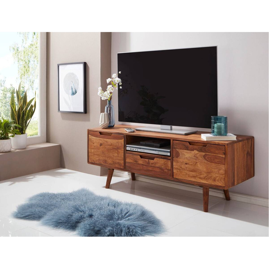 Wohnling Lowboard aus Sheesham- und Mangoholz in Braun im Landhausstil, B/H/T: 135 x 51 x 45 cm - Bild 5