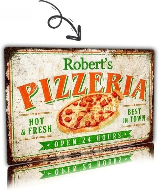 Individuelles Pizza Aluminiumschild von CIFBUY als Metall-Wanddekoration für deine Pizzeria oder Küche - Bild 1