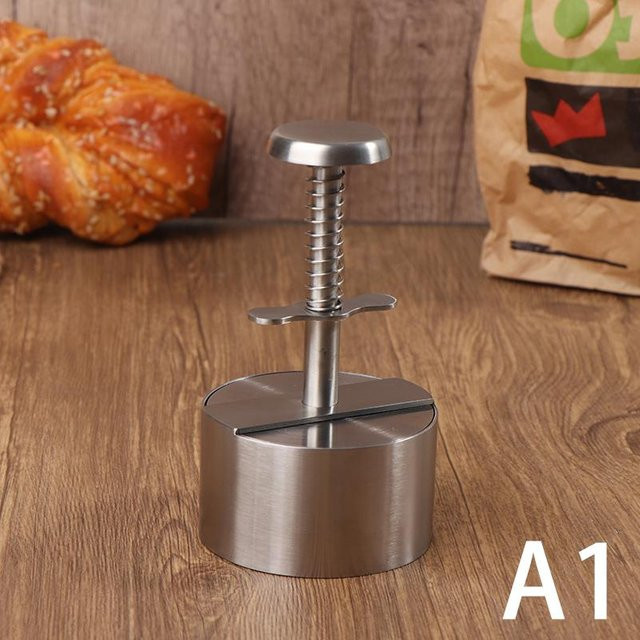 Lippye Hamburgerfleischpresse aus 304 Edelstahl in Braun und Silber, Burger Patty Maker Form mit 80 mm Durchmesser - Bild 1