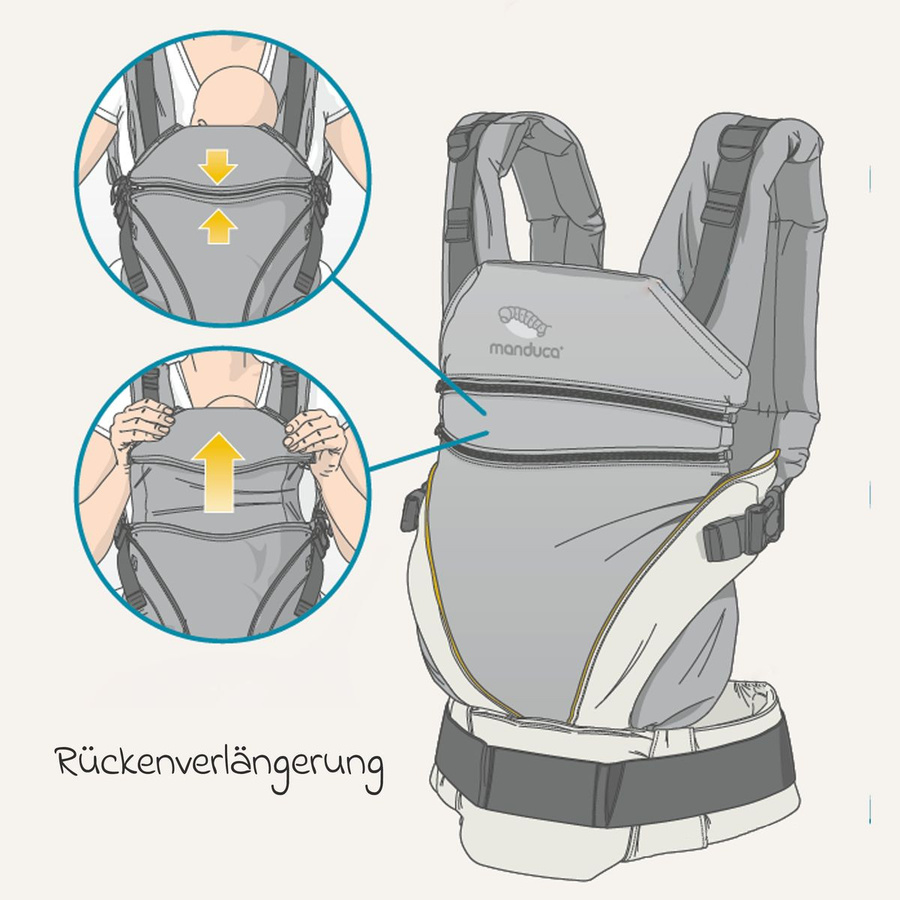 manduca Babytrage XT Buckle Carrier in Denimblue Tohto inklusive 2 Schnullerketten aus Silikon für 3,5 kg bis 20 kg - Bild 4