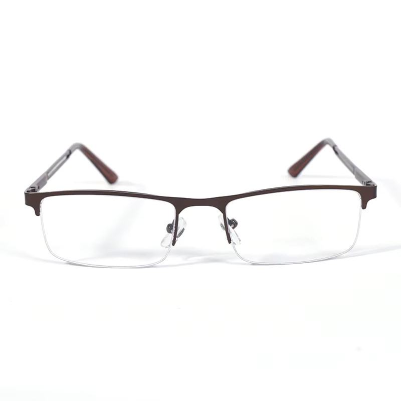 Braune Lesebrille Halbrahmen, Quadratisch, Metall, Herren, +1,25 - Bild 1