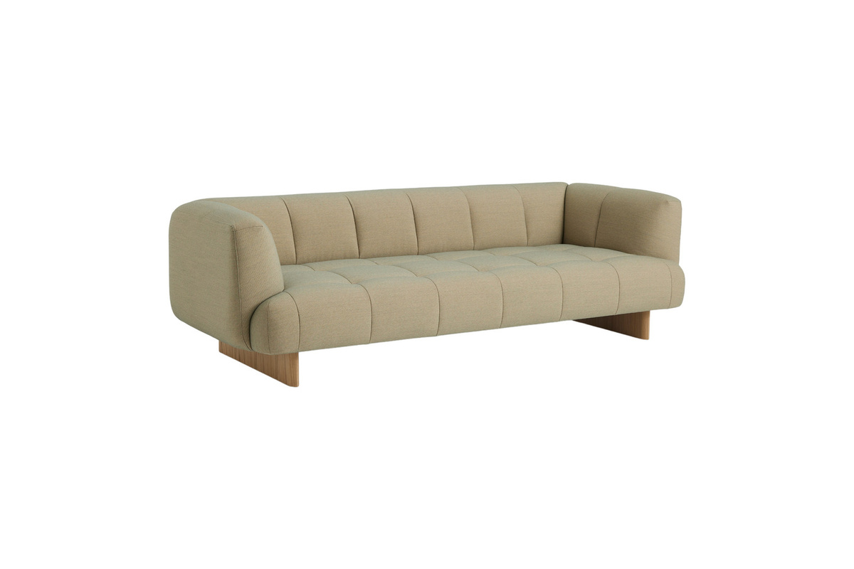 HAY Quilton Lift 3-Sitzer Sofa in Beige mit gestepptem Bezug und Federfüllung, B/T/H: 248 x 109 x 72 cm - Bild 2