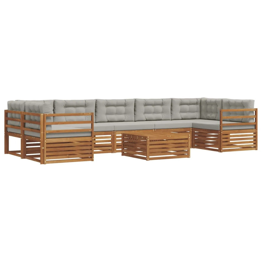 vidaXL Outdoor-Sofagarnitur aus Akazienholz mit Kissen, 24-teiliges Set in Natur und Beige/Grau - Bild 2