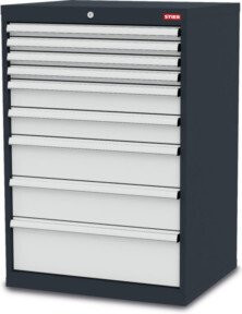STIER Schubladenschrank aus Stahl mit 9 Schubladen, Anthrazit, B/T/H: 70,0 x 57,5 x 102,0 cm - Bild 1