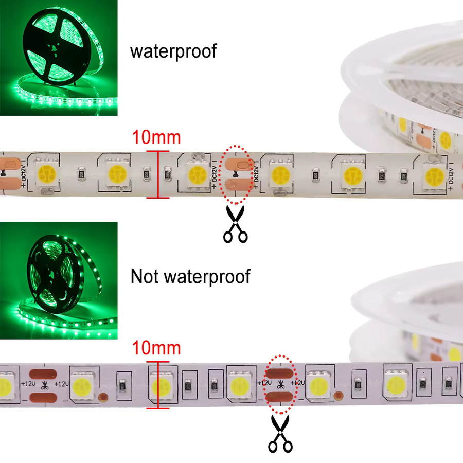 GAHADA RGB LED Streifen DC 12V Multicolour, 5m Länge, 60 LEDs/m, Wasserdichtes flexibles LED Lichtband für deine Indoor Dekoration - Bild 5