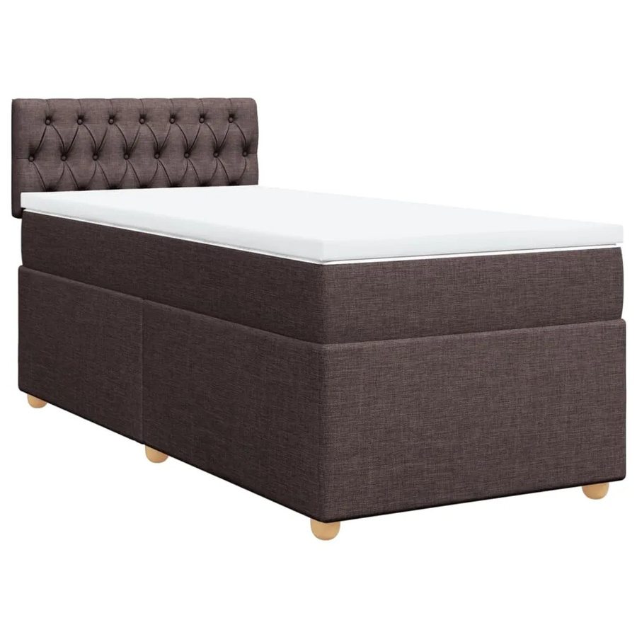 vidaXL Boxspringbett mit Matratze in Braun aus Stoff, Hybrid-Design mit Taschenfederkern, B/T/H: 80 x 200 cm - Bild 2