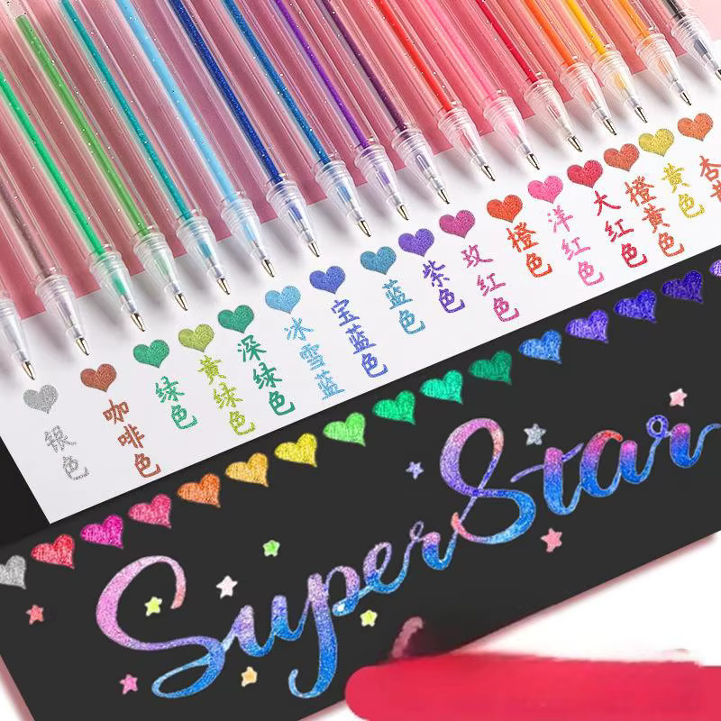 Limekuoo Glitzer-Gelstifte zum Malen und Zeichnen, einziehbare Kunstmarker für Büro und Schule, Mehrfarbig - Bild 2