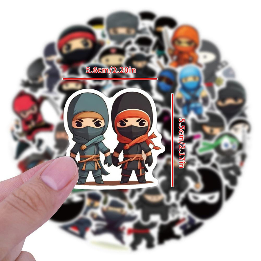 60 Ninja Samurai Graffiti Aufkleber in Multicolour zum Dekorieren von Notizbüchern und Koffern - Bild 2