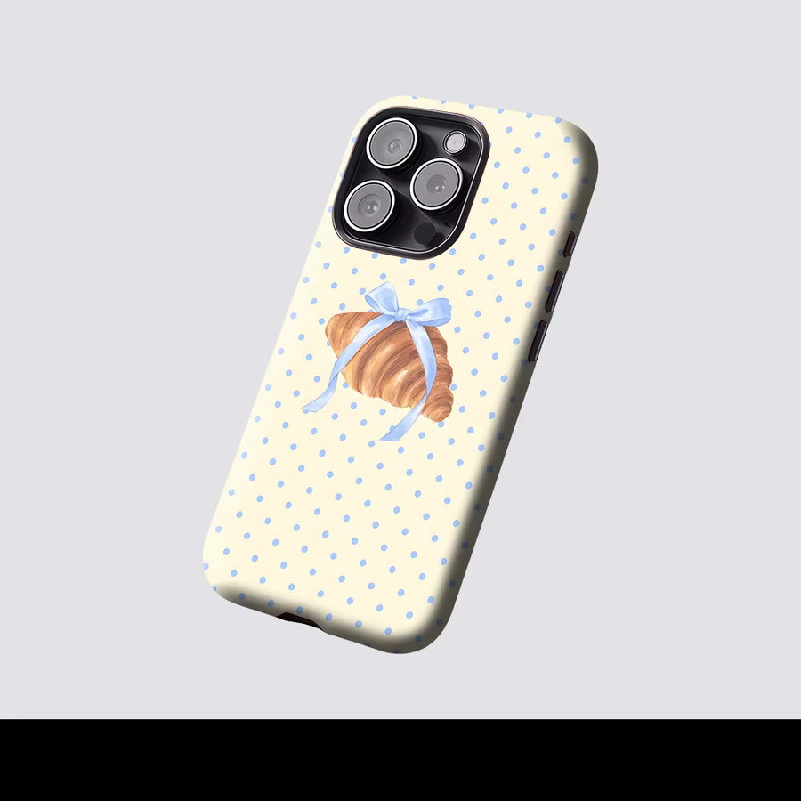 Potdemiel Magnetische Handyhülle mit Croissant und blauer Schleife für iPhone 17 16 15 14 13 Pro Max Plus, Mehrfarbig - Bild 2