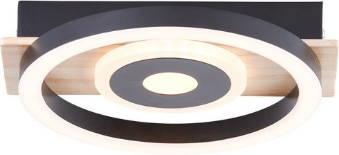 Brilliant LED-Deckenleuchte Maureen in Schwarz, Holz und Beige mit 9W, 990lm und 3000K warmweißem Licht - Bild 1