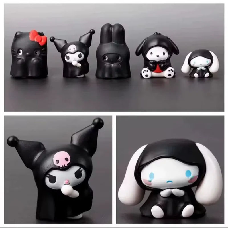 Sanrio Kuromi Anime-Figuren Blindbox im Geister-Stil, Schwarz-Weiß Desktop-Dekoration aus Kunststoff - Bild 2