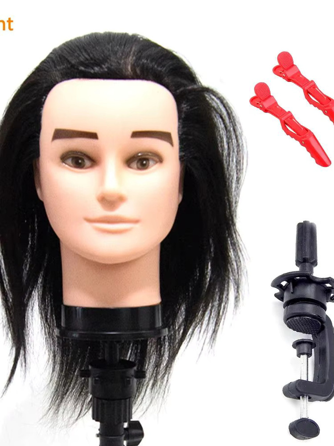 Simnient Mannequin-Kopf für Herrenfrisuren, 12 Zoll, Kunstfaserhaar - Bild 5