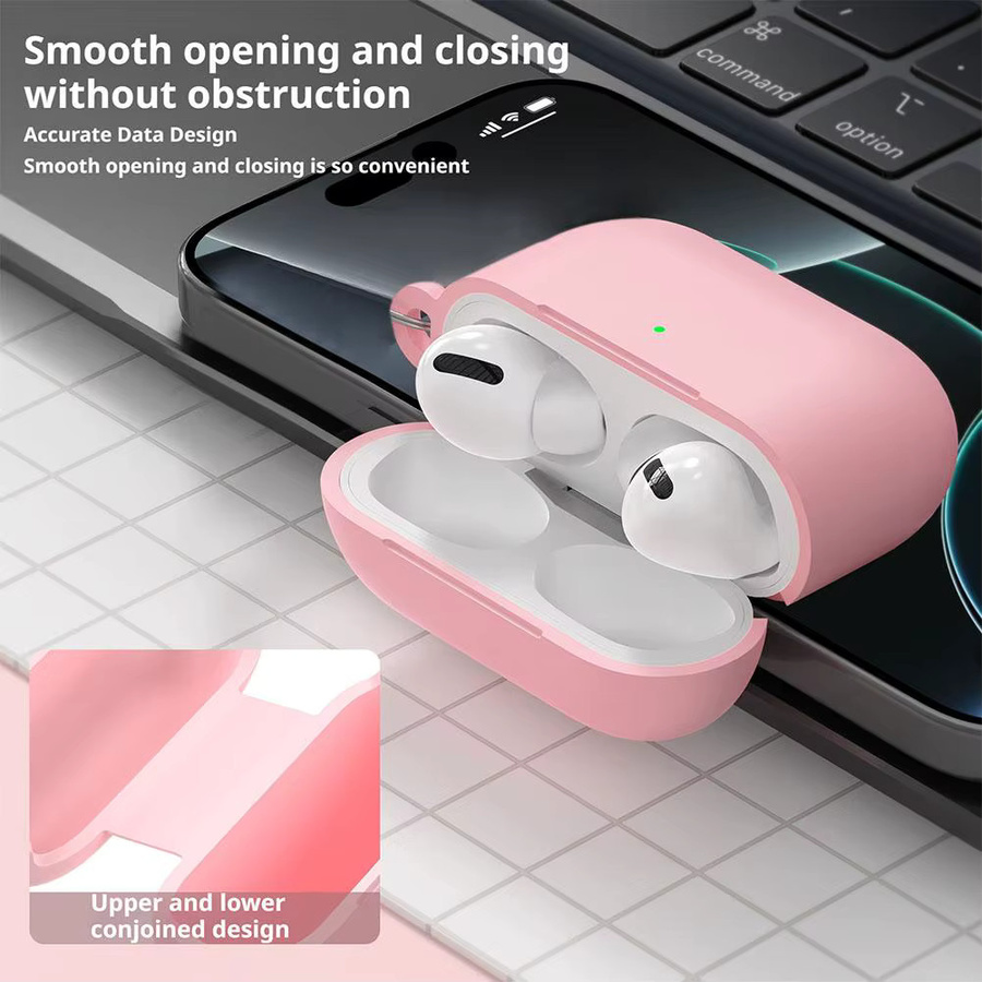 Apple Silikon-Schutzhülle für AirPods Pro 3 in Schwarz mit Karabiner und Lanyard, stoßdämpfend - Bild 2