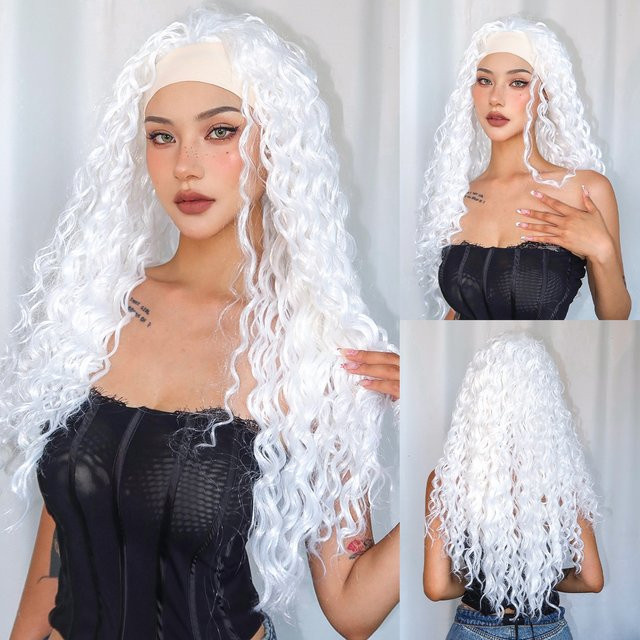 EASIHAIR Haarband-Perücke, weiß, lange gewellte Haare, Damen - Bild 1