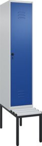 C+P Spind Classic PLUS Garderobenschrank mit Sitzbank, 1 Abteil, Lichtgrau, B/T/H: 212 x 40 x 81,5 cm - Bild 1