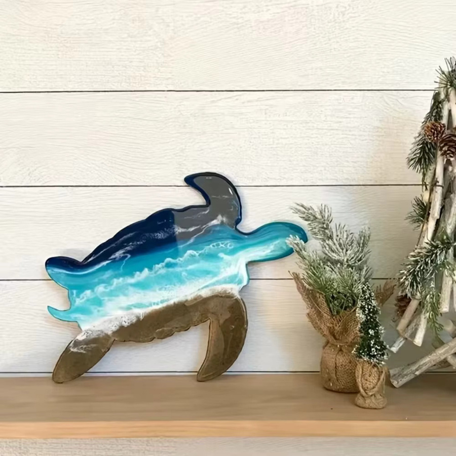 HELLOYOUNG Wanddekoration Meereschildkröte aus Metall in Schwarz und Blau, Maritimes Strand-Wandbild für Wohnzimmer und Kinderzimmer - Bild 5