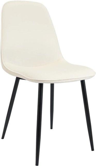 DELUKE Esszimmerstuhl RAZON in Samt Creme mit Metallgestell, B/T/H: 45 x 54 x 88 cm - Bild 1