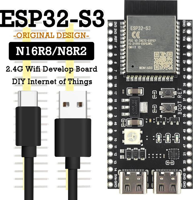 ESP32-S3 Entwicklungsboard mit 2,4G WLAN-Modul, Typ-C Anschluss und 8M PSRAM für Arduino und ESP IDF - Bild 1