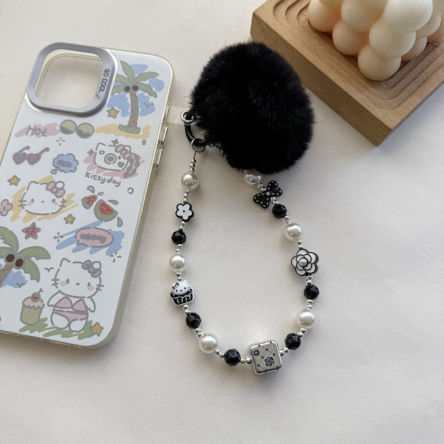 Sanrio Kawaii Girl Handyhülle in Beige mit Lanyard und Anti-Verlust-Handgelenkband für Damen - Bild 1