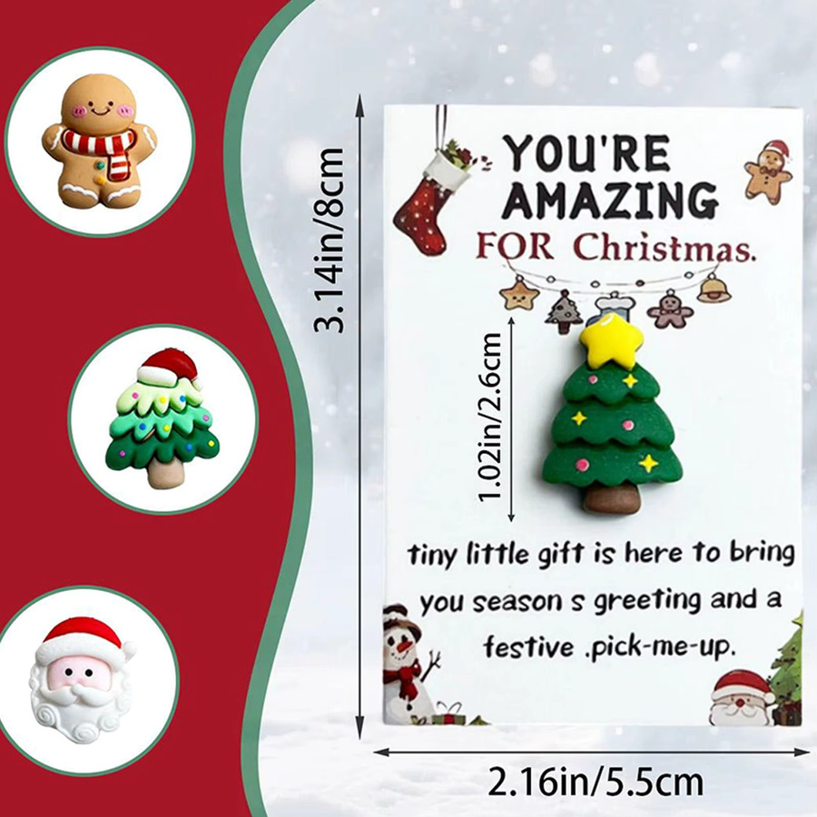 10 Stück Weihnachts-Mini-Umarmelkarten mit bunten Harzornamenten in Herzform als Grußkarten und Weihnachtsgeschenke - Bild 5