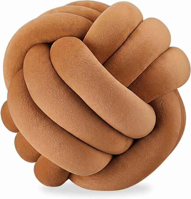 Relaxdays Knotenkissen aus Polyester und Schaumstoff in Braun, rund, Durchmesser: 25 cm - Bild 1