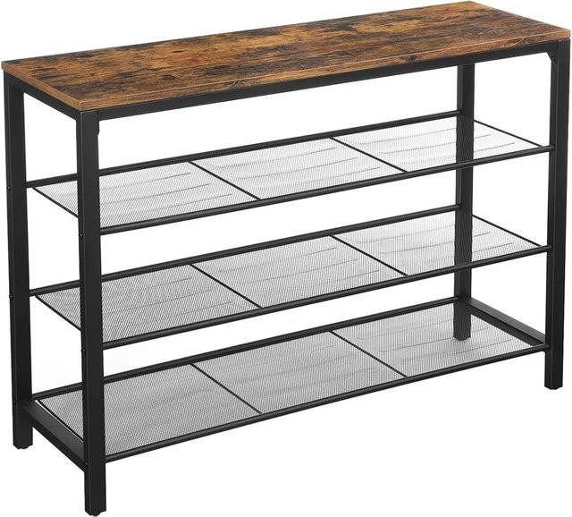 Vasagle Schuhregal aus Holz und Stahl in Braun-Schwarz, B/T/H: 100 x 30 x 72 cm - Bild 1