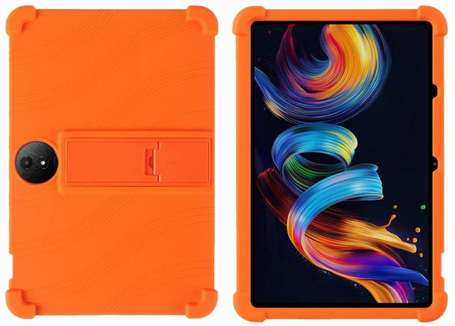 Stoßfeste Silikon-Schutzhülle mit Ständerfunktion für TCL NXTPAPER 11 Plus 11,5 Zoll Tablet in Orange - Bild 1
