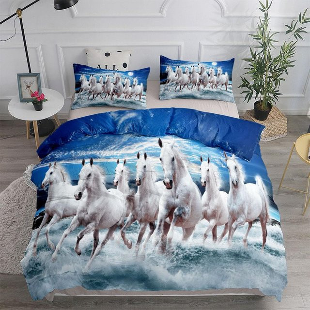 Jinmeige Bettwäsche Set Pferde In Der Sonne aus Mikrofaser, 1 Bettbezug und 2 Kissenbezüge, B/H: 135 x 200 cm - Bild 1