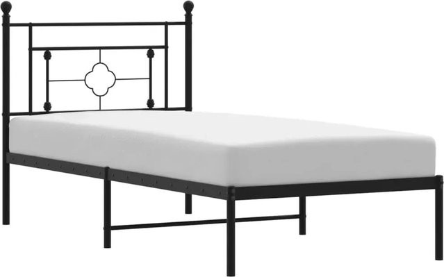 vidaXL Bettgestell aus Metall mit Kopfteil in Schwarz, B/T: 100 x 200 cm - Bild 1