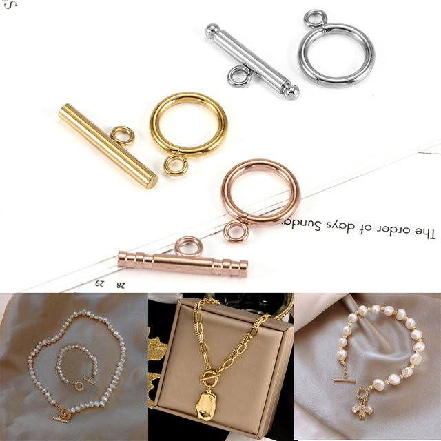Armband Verschluss Edelstahl, Gold Farbe, Knebelverschluss, DIY Zubehör - Bild 1