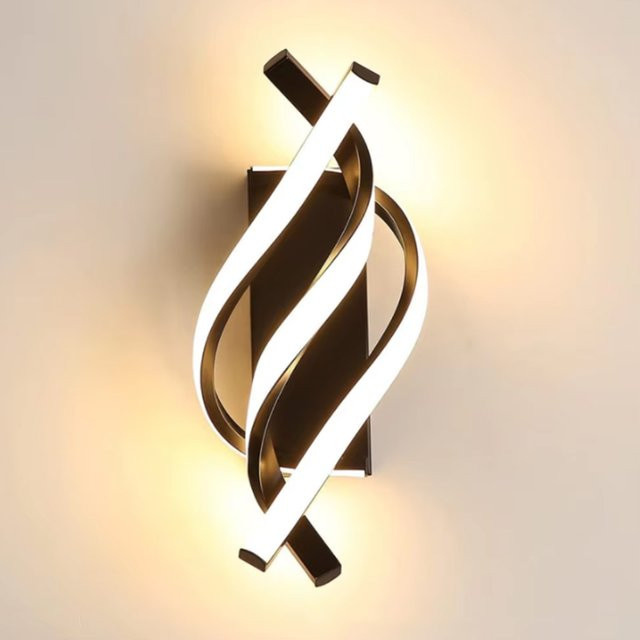 Moderne LED-Wandleuchte mit gebogenem Spiral-Design aus Metall in Weiß für Schlafzimmer, Wohnzimmer und Flur, Warmweiß, B/T/H: 33,0 x 12,0 x 12,0 cm - Bild 1