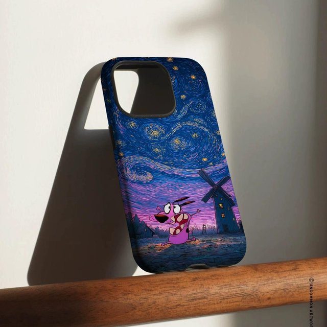 Courage the Cowardly Dog Handyhülle für iPhone 17 16 15 14 13 12 Pro Max Plus, glänzende HD-Doppelschicht-Flüssig-Hartschale, weiß und mehrfarbig - Bild 1