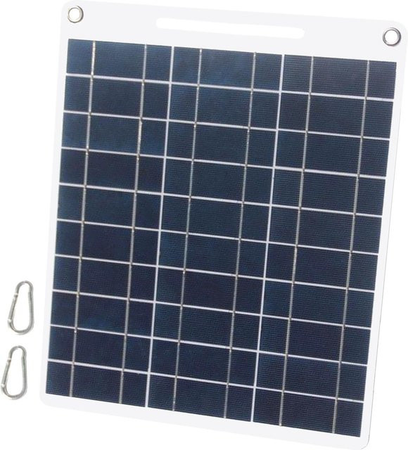 Aneng Solarpanel 13W 5V mit zwei USB-Anschlüssen und zwei Karabinerhaken, polykristalline Silizium-Solarzellen, Schwarz - Bild 1