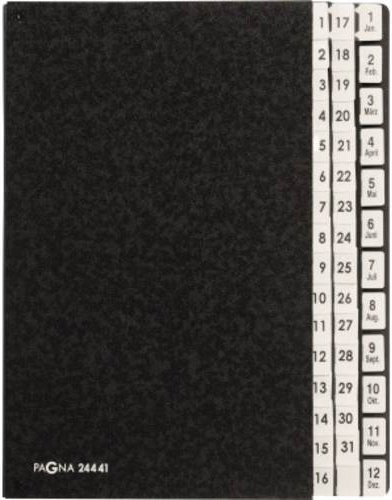 Pagna Pultordner Classic DIN A4 in Schwarz mit 44 Fächern aus Hartpappe - Bild 1