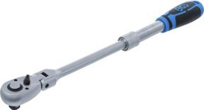BGS Umschaltknarre ausziehbar und abwinkelbar mit 1/2 Zoll Außenvierkant in Silber, Länge: 350 - 490 mm - Bild 1