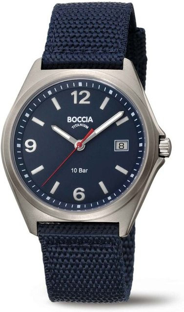 Boccia Herrenuhr, Quarz, Titan, 39 mm, Blau, Textil/NATO, 10 ATM - Bild 1
