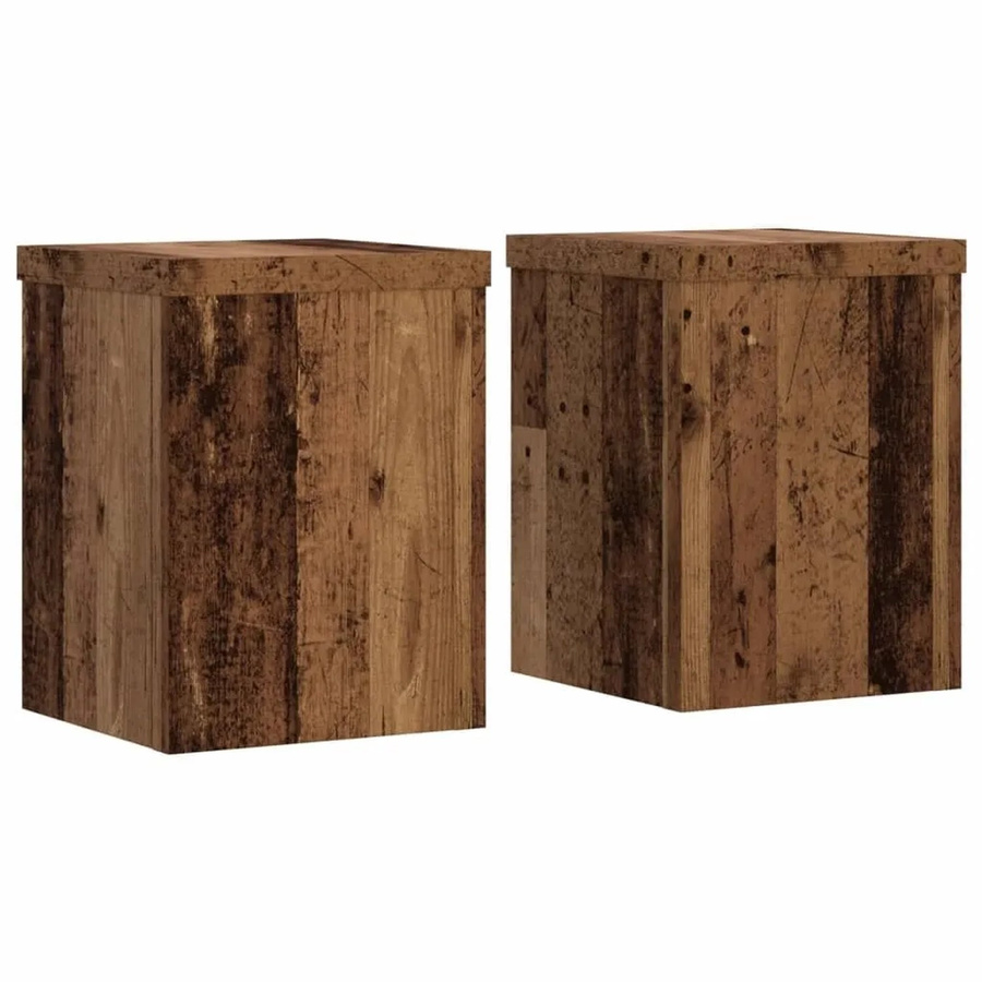 vidaXL Pflanzenständer 2er Set in Altholz-Optik aus Holzwerkstoff, Farbe: Braun, B/T/H: 15 x 15 x 20 cm - Bild 2