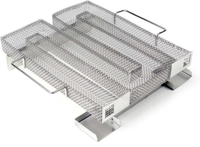 Wiltec BBQ Sparbrand Kaltrauchgenerator aus Edelstahl in Silber, B/T/H: 22,5 x 22,5 x 5,5 cm - Bild 1