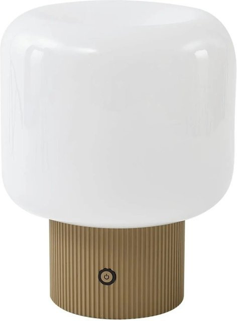 Lucande LED Tischlampe Katrin Palme dimmbar in Creme aus Glas und Aluminium für das Wohnzimmer - Bild 1