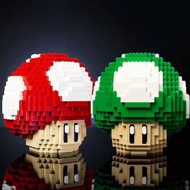 Youmko MOC Pilz Bausteine Set mit 779 Teilen in Rot und Grün als kreatives Natur-Modell für Kinder und Erwachsene - Bild 1