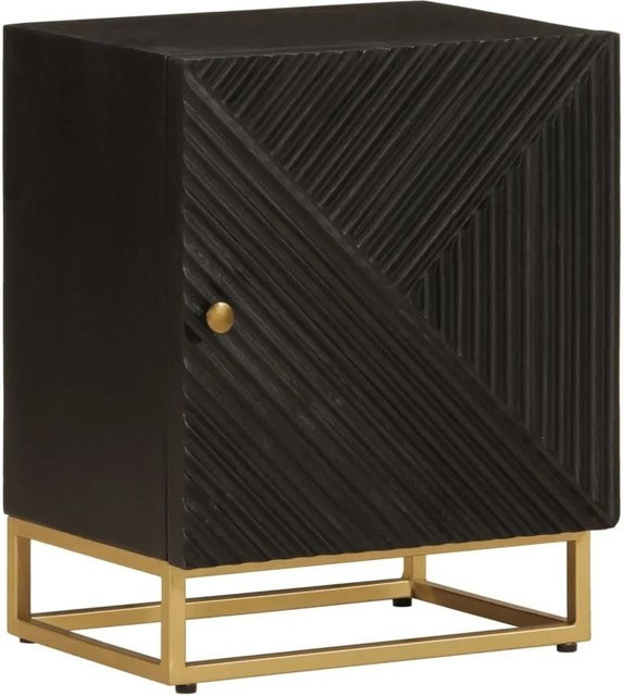 vidaXL Nachttisch aus Massivholz Mango und Eisen in Schwarz, B/T/H: 40 x 30 x 50 cm - Bild 1