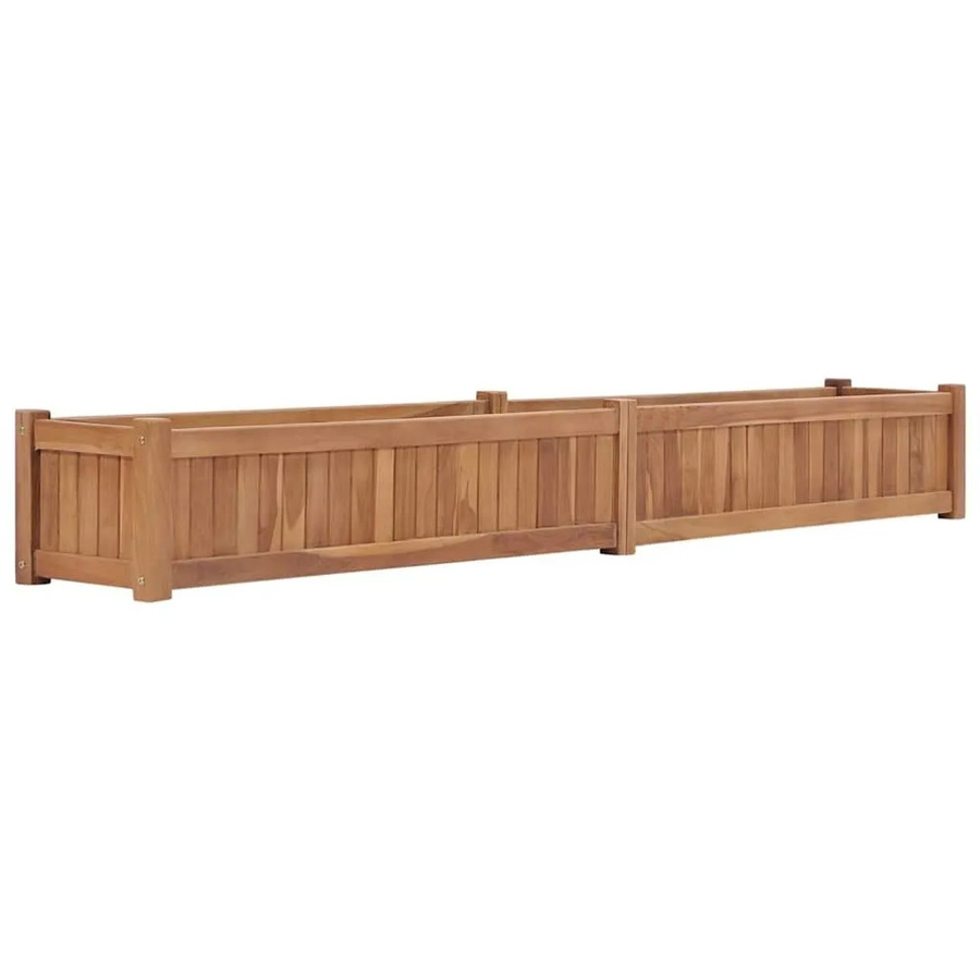 vidaXL Hochbeet aus Massivholz Teak in Braun, B/T/H: 200 x 30 x 25 cm - Bild 2