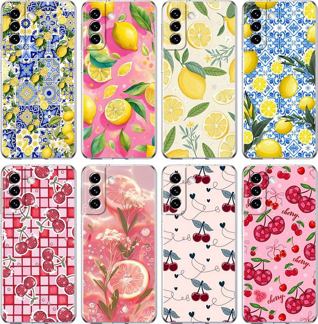 Samsung Handyhülle Sommerfrucht Zitrone Kirsche Transparent für Galaxy S25 S24 S23 S22 S21 S20 Ultra FE Plus 5G - Bild 1