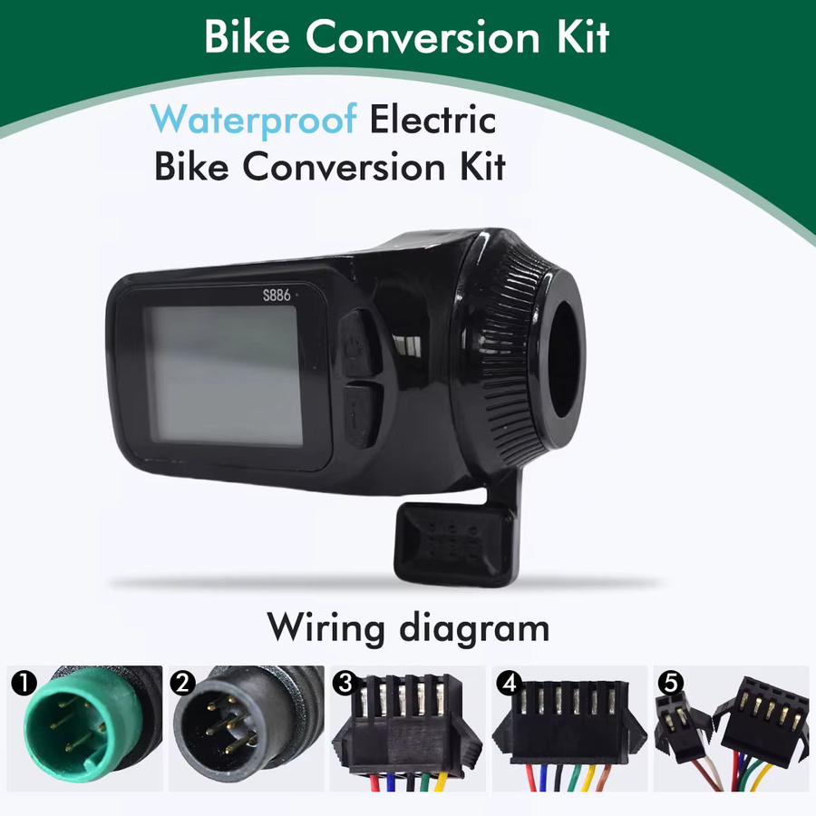 Mcezdy UART2 E-Bike LCD S886 Farbiges Display mit USB-Anschluss und wasserdichtem SM-Stecker, Schwarz - Bild 2