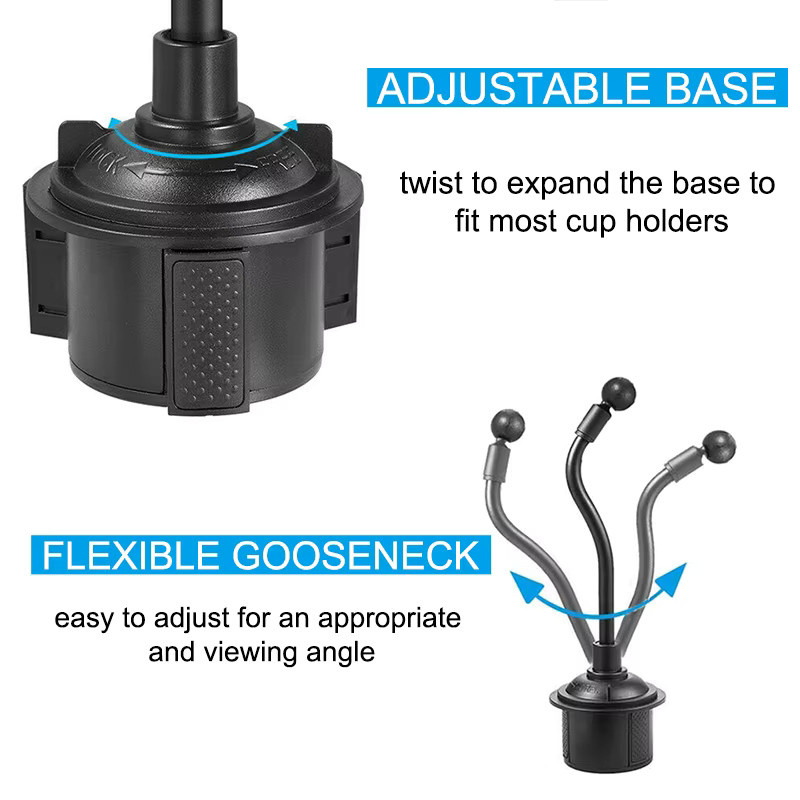 Magnetischer 2-in-1 Auto-Halter für Getränke und Smartphone mit flexiblem Schwanenhalsarm und 6 Magneten in Schwarz oder Grau - Bild 4